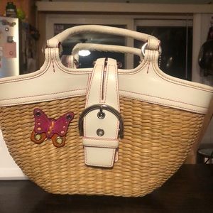 Coach wicker/straw satchel